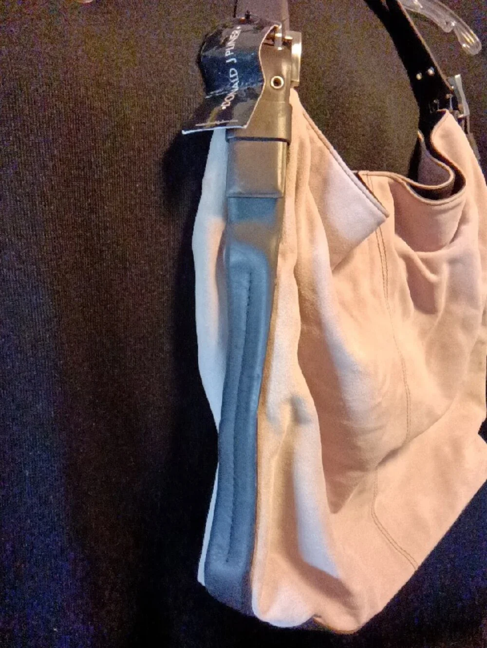 Donald J. Pliner Light Lavender/Brown Suede Hobo Shoulder Bag